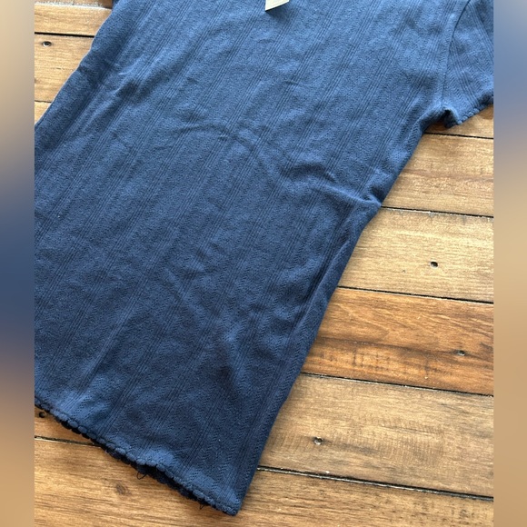 NWT J. Crew Pointelle Cotton Navy Blue Short Sleeve T Shirt XS - Picture 6 of 9